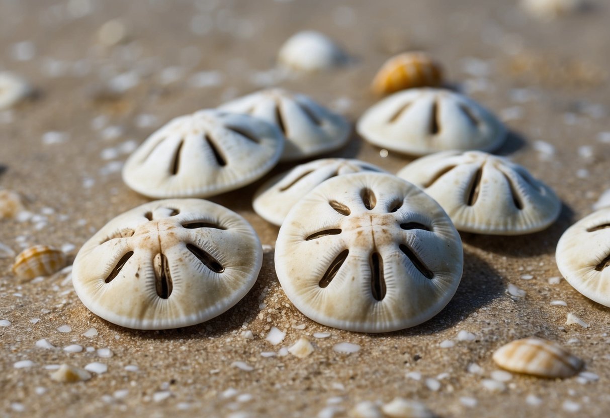 A group of sand dollars struggle to survive in warming, acidic waters. Their shells show signs of erosion and bleaching, as their population dwindles