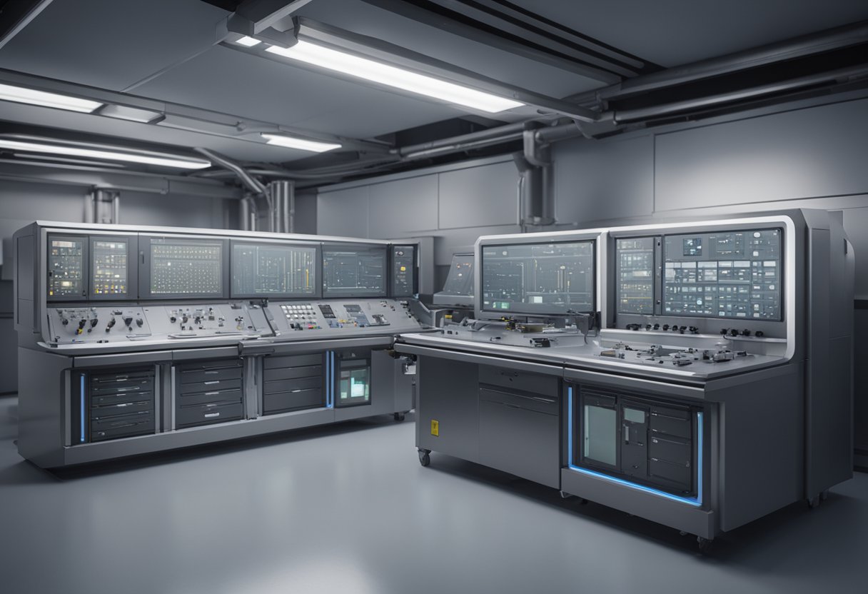 A metrologist examines precision instruments in a controlled laboratory setting, ensuring accuracy and reliability