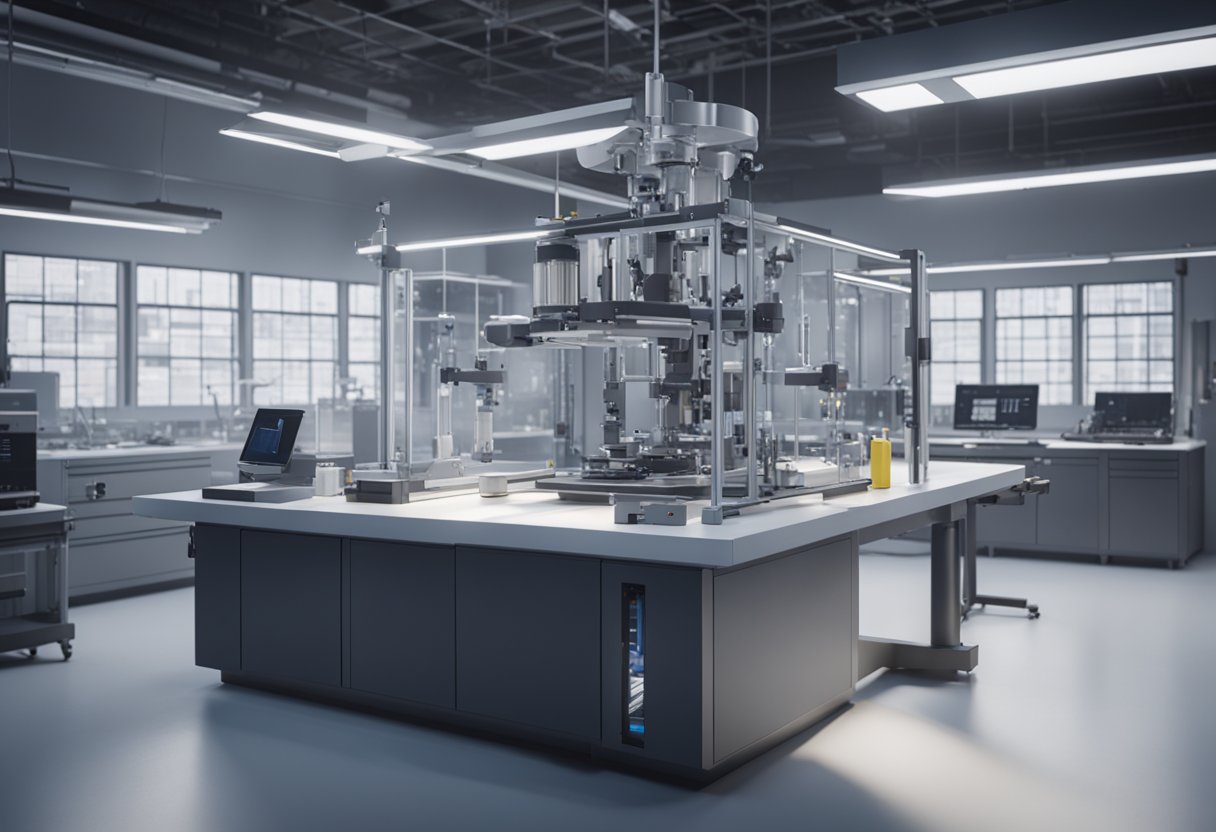 A Metrology Analyst using advanced equipment to measure and analyze precision components in a modern laboratory setting