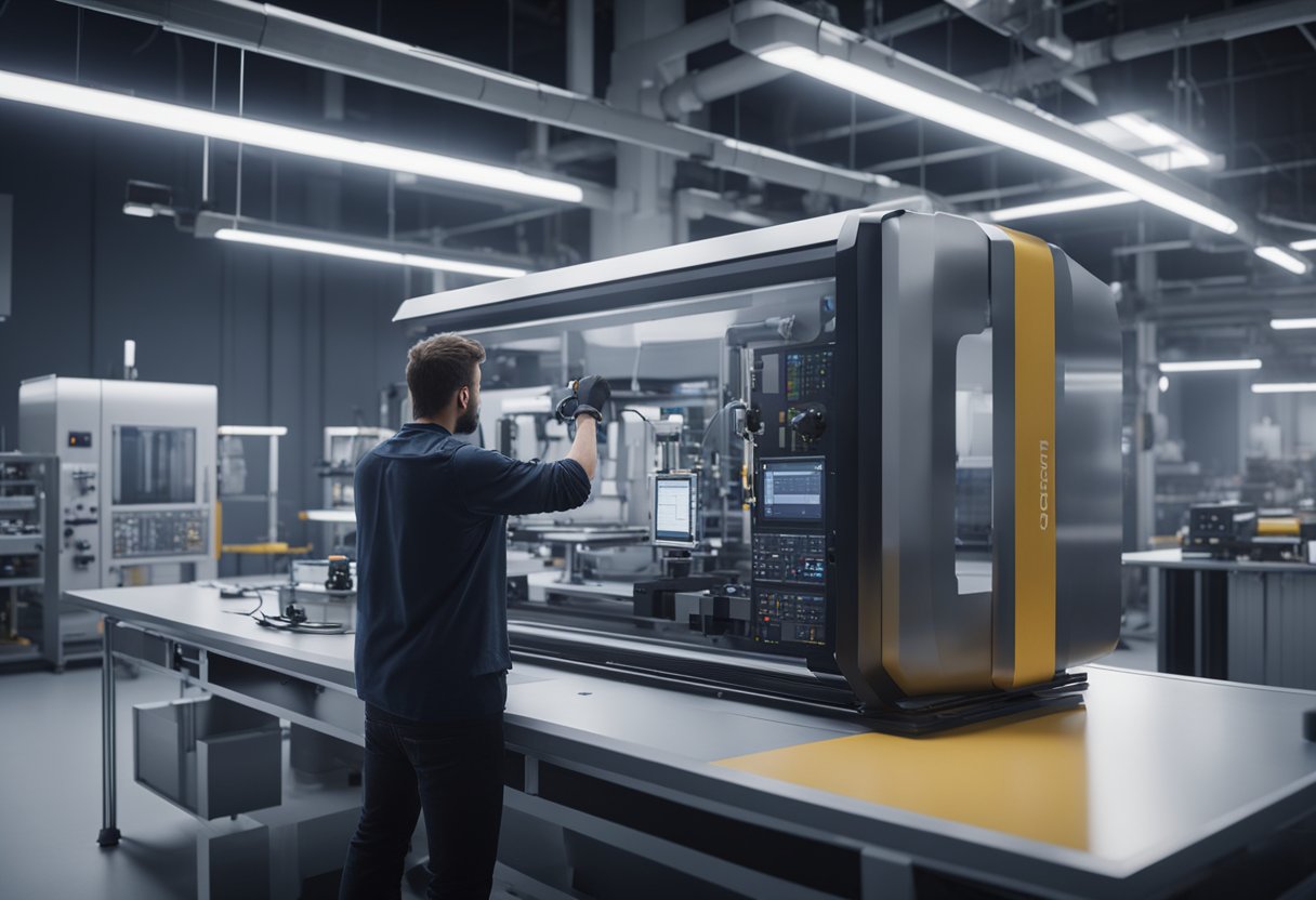 A Metrology Automation Engineer calibrates and tests precision machinery in a high-tech laboratory setting