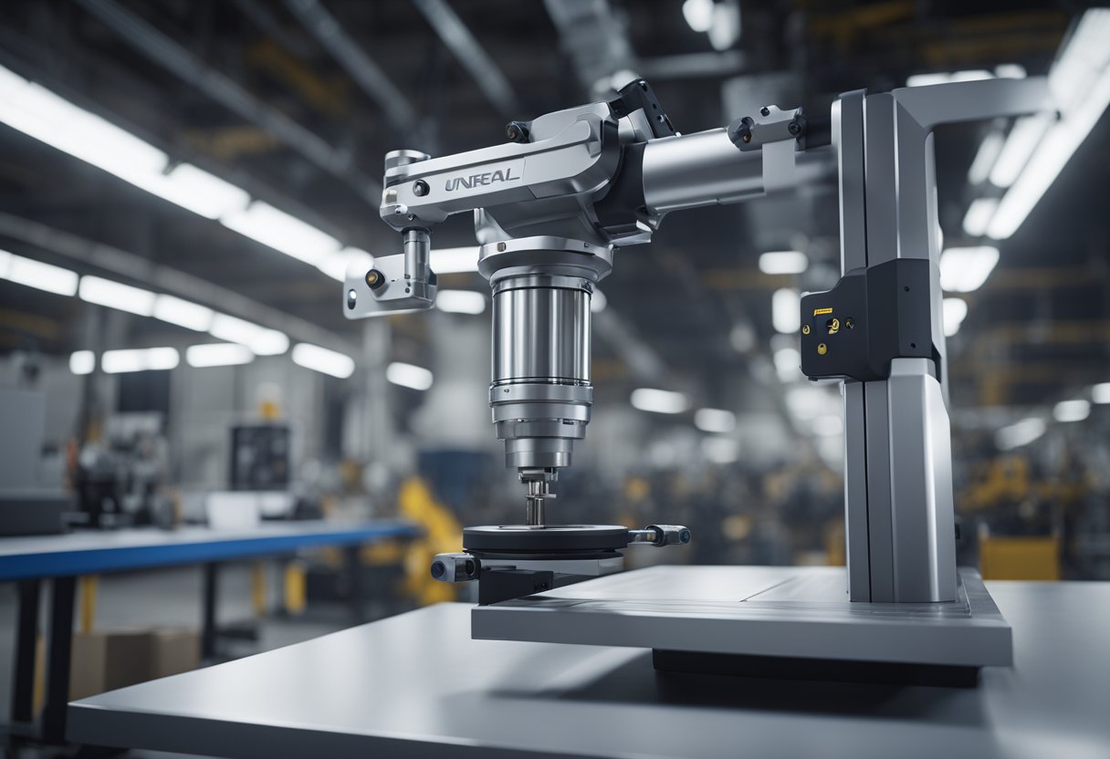 A Coordinate Measuring Arm in a manufacturing setting, measuring precision components with accuracy and precision