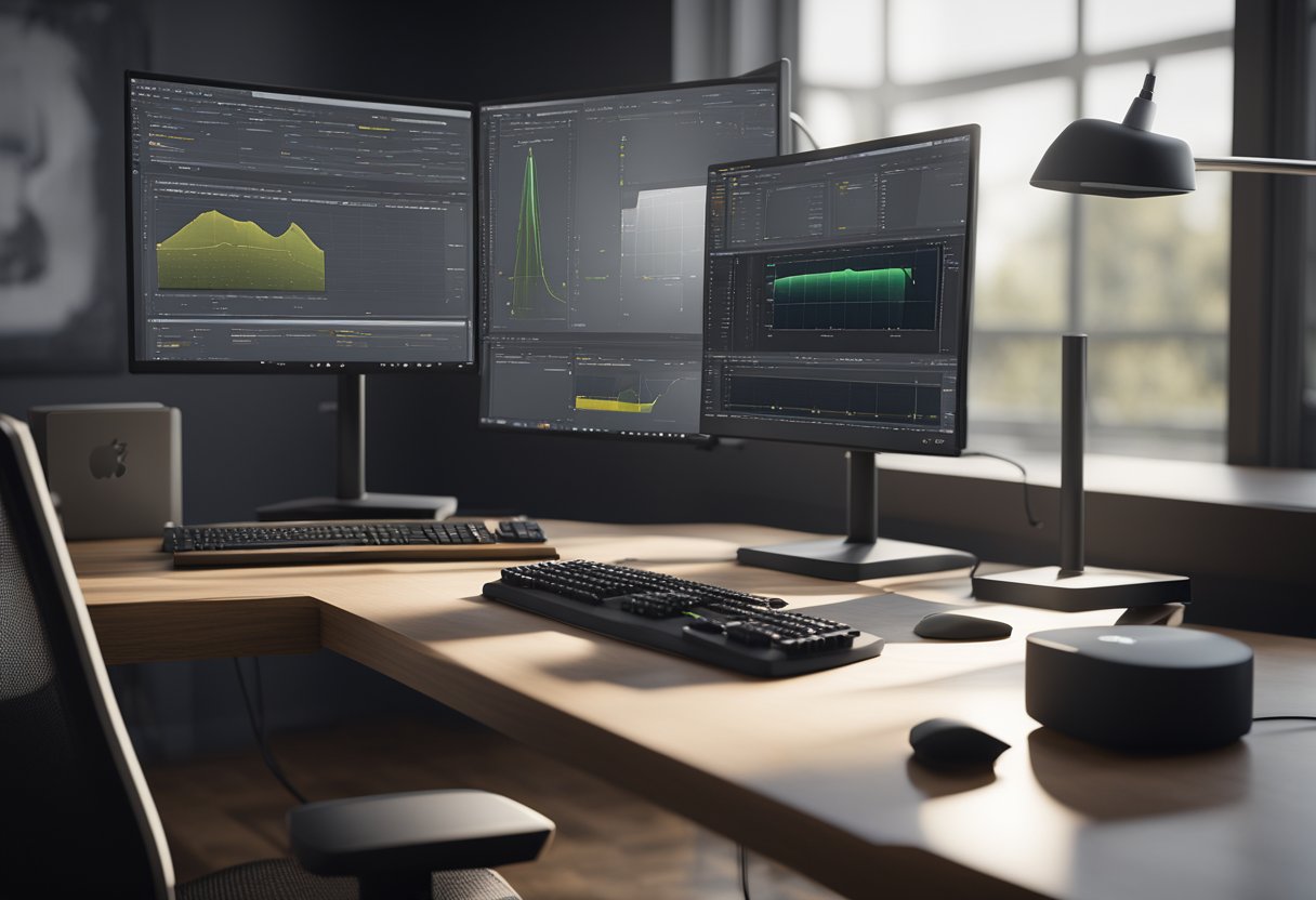 A computer monitor displaying Supported Hardware spatialanalyzer metrology software with a keyboard and mouse on a desk