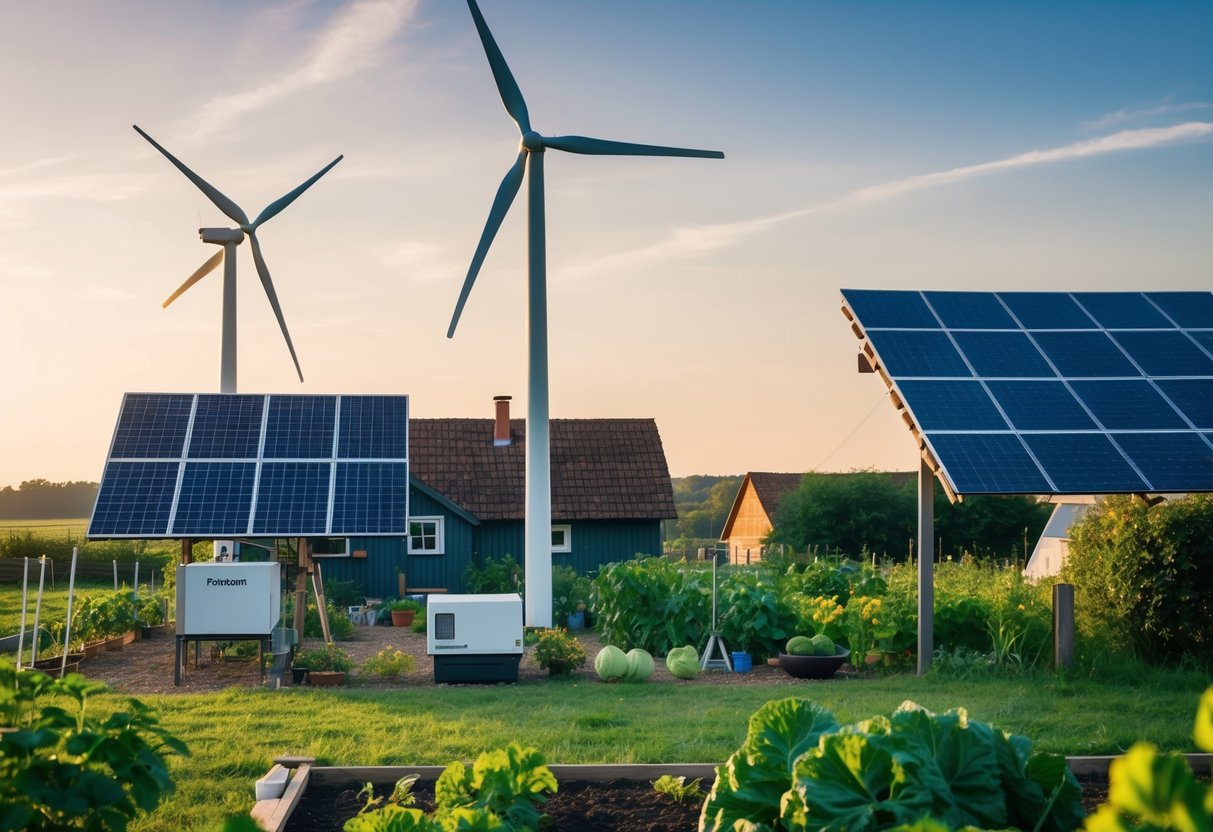 Ein autarkes Haus in Deutschland mit Sonnenkollektoren, Gemüsegarten und Regenwassersammelsystem