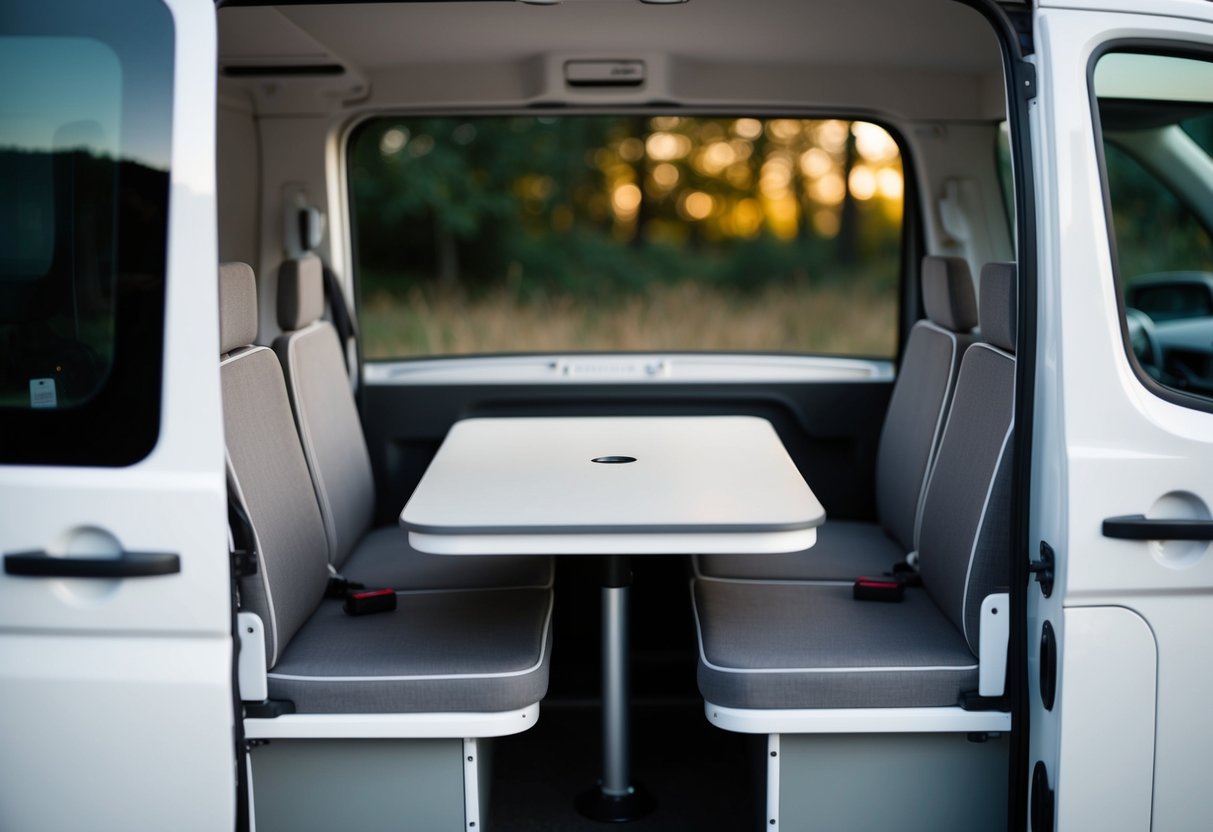 Ein kompaktes Dinette-Set für Wohnmobile, bestehend aus 15 modularen Möbelstücken