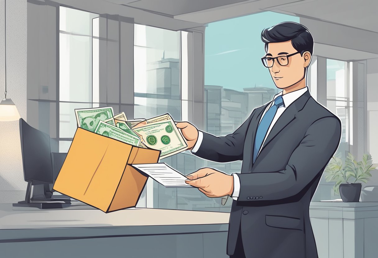 A person receiving a letter from a foreign debt collection agency. The letter is stamped with international postage and has official-looking seals