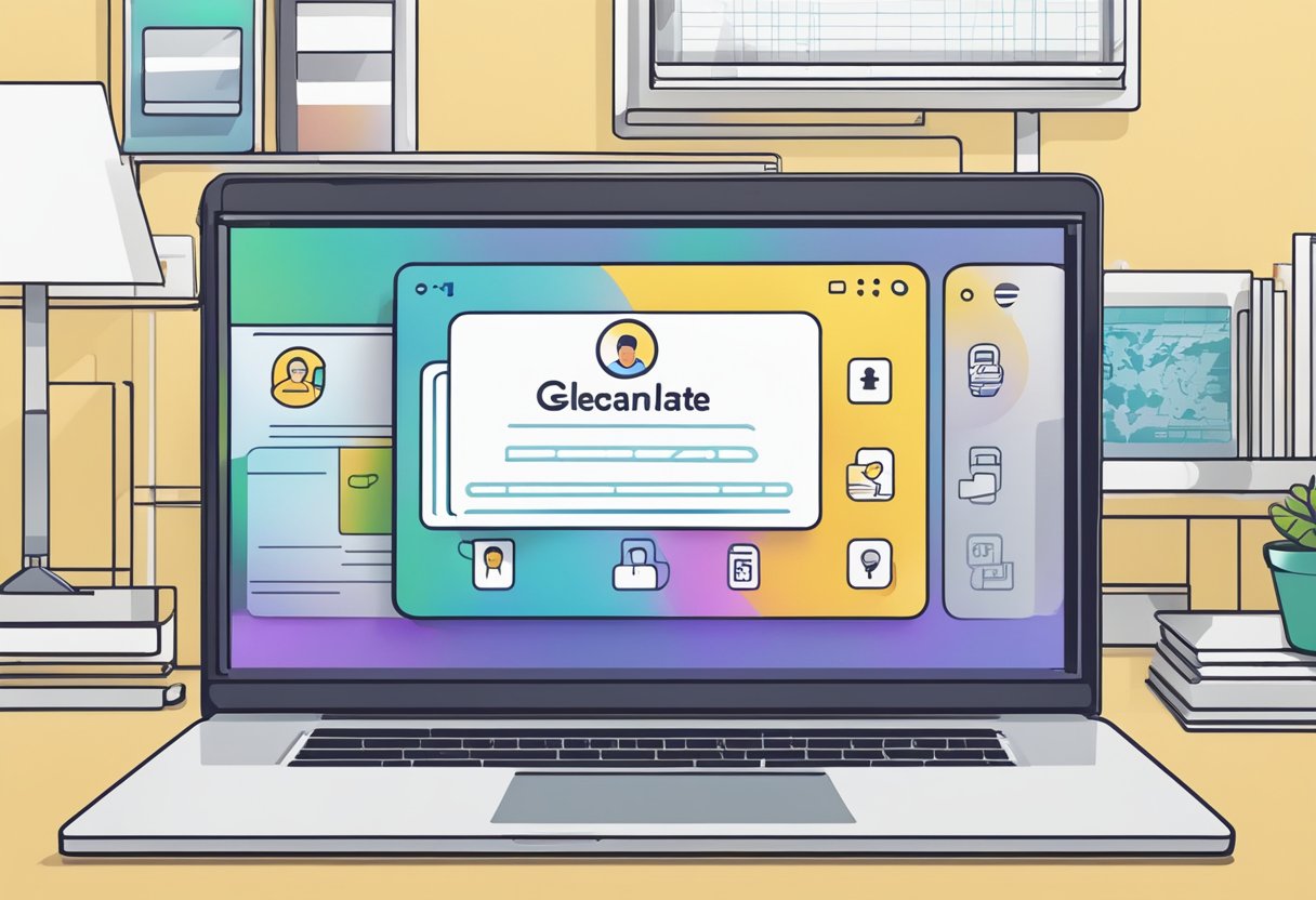 A laptop screen displays the getcleanslate app interface during a screen sharing session. The app's privacy features are highlighted, with secure encryption symbols and a lock icon