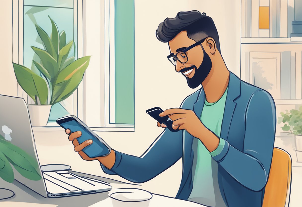 A person using a smartphone to access Credit Karma's customer service in Spanish