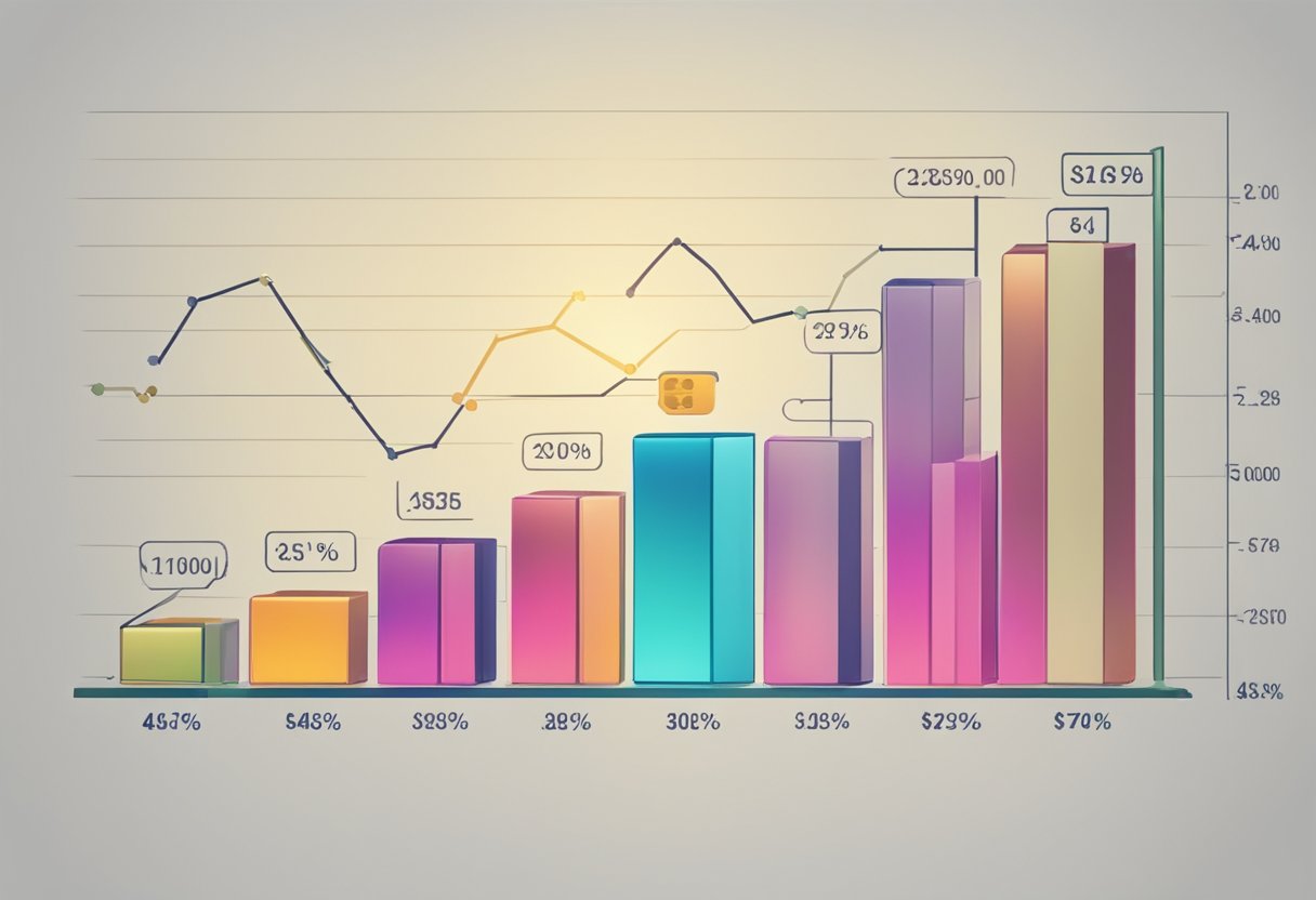 A bar graph showing credit card debt statistics with rising interest rates and associated costs