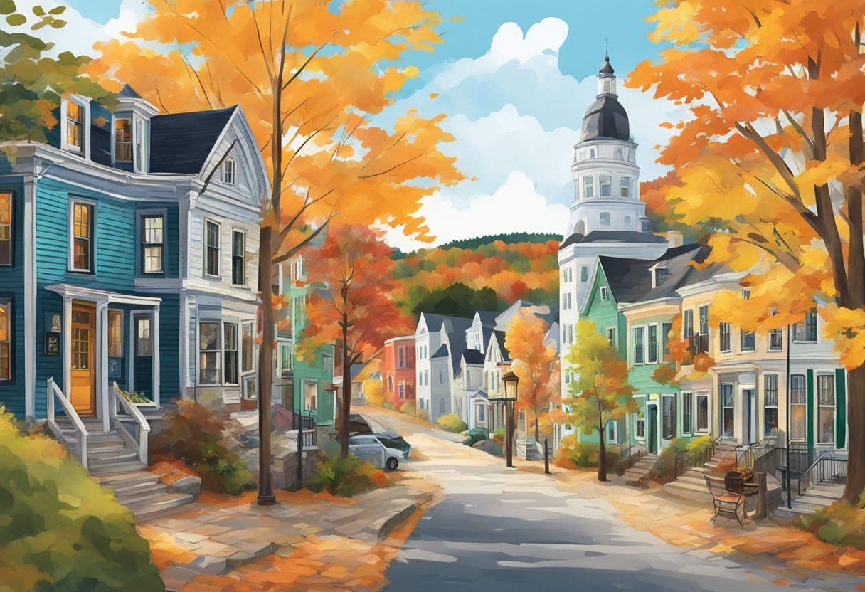 The colorful foliage of Maine's forests surrounds charming buildings and historic landmarks in the top 6 towns and cities for a fall getaway vacation