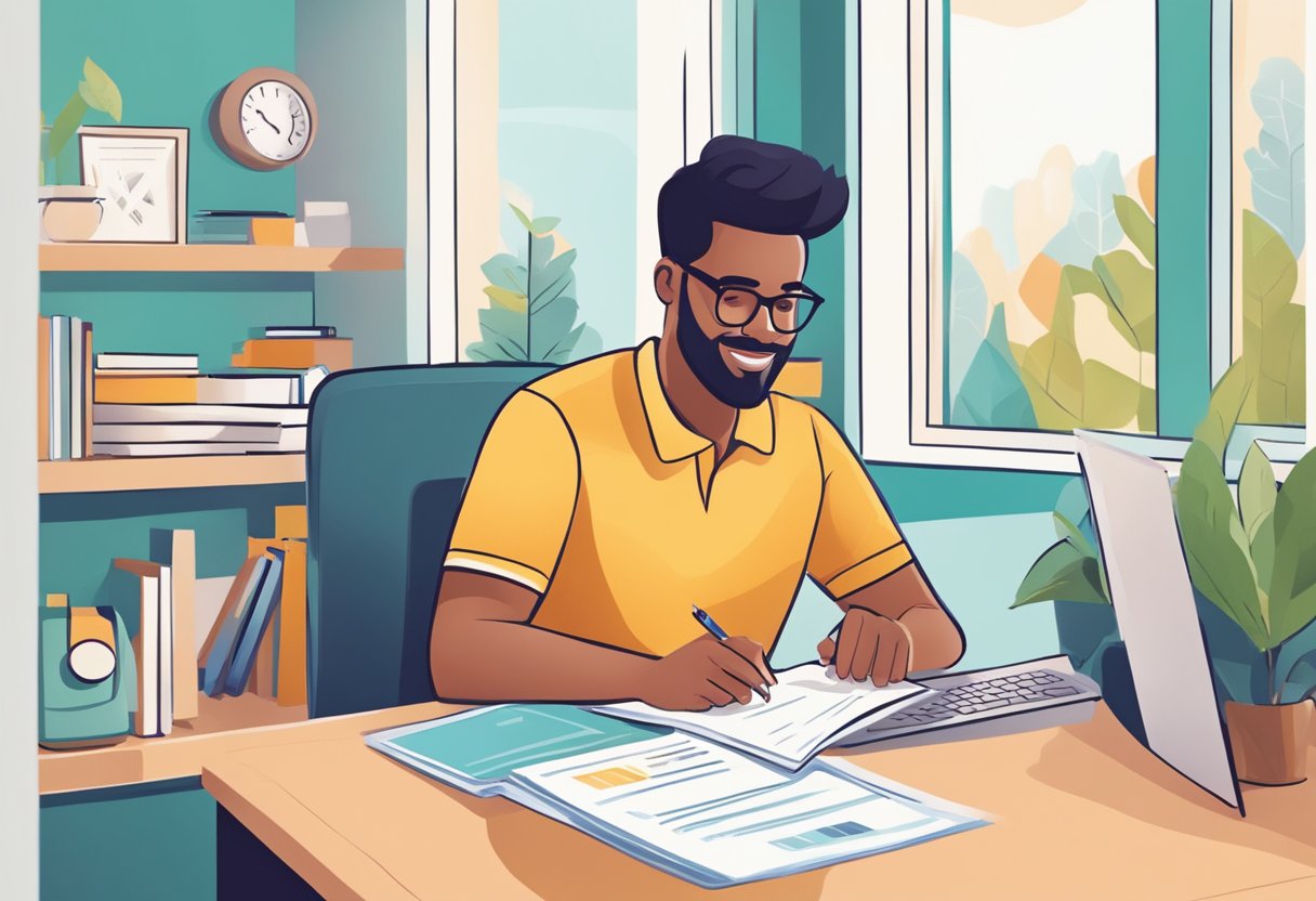 A person reviewing their credit report and making positive changes to improve their credit score