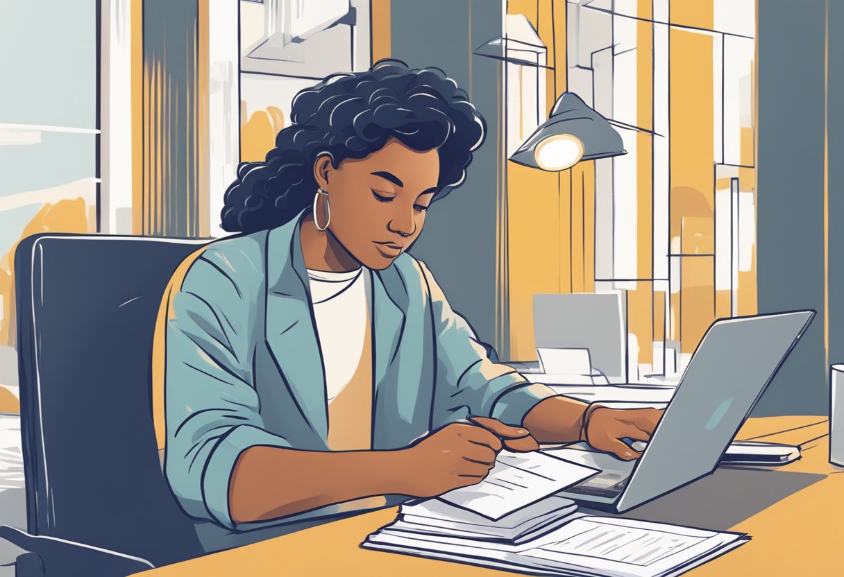 A person reviewing their current and available credit while researching steps to rebuild their credit score after debt cancellation