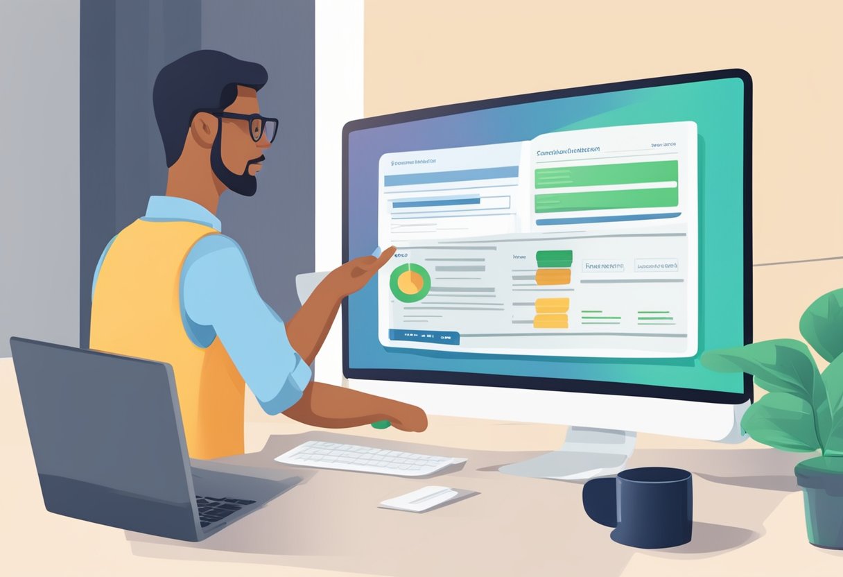 A person applies for federal loan consolidation online, submitting financial documents. The application is reviewed and approved, and the debts are consolidated into one manageable loan