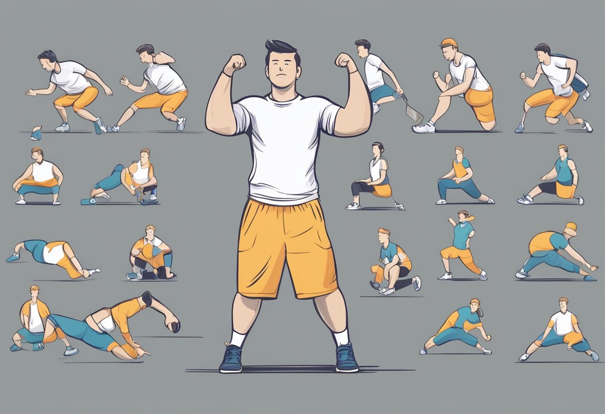 A busy professional using a timer to break up their workday with short bursts of exercise, such as jumping jacks or squats, followed by brief periods of rest