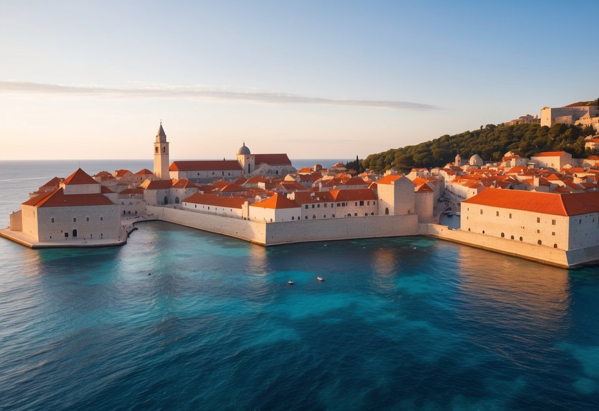 Ein malerischer Blick auf Dubrovnik, Kroatien, mit seinen berühmten Terrakotta-Dächern, alten Stadtmauern und der kristallklaren Adria