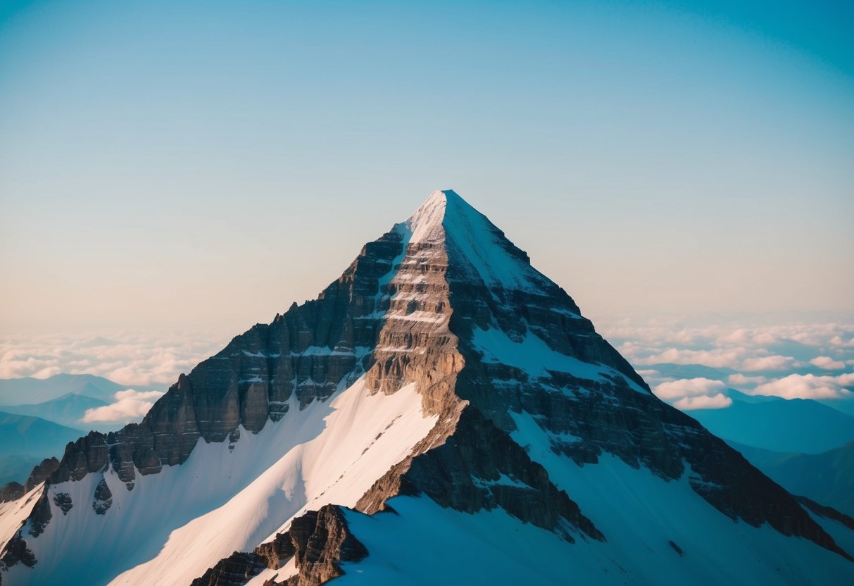 A mountain peak with a clear sky, symbolizing success and achievement