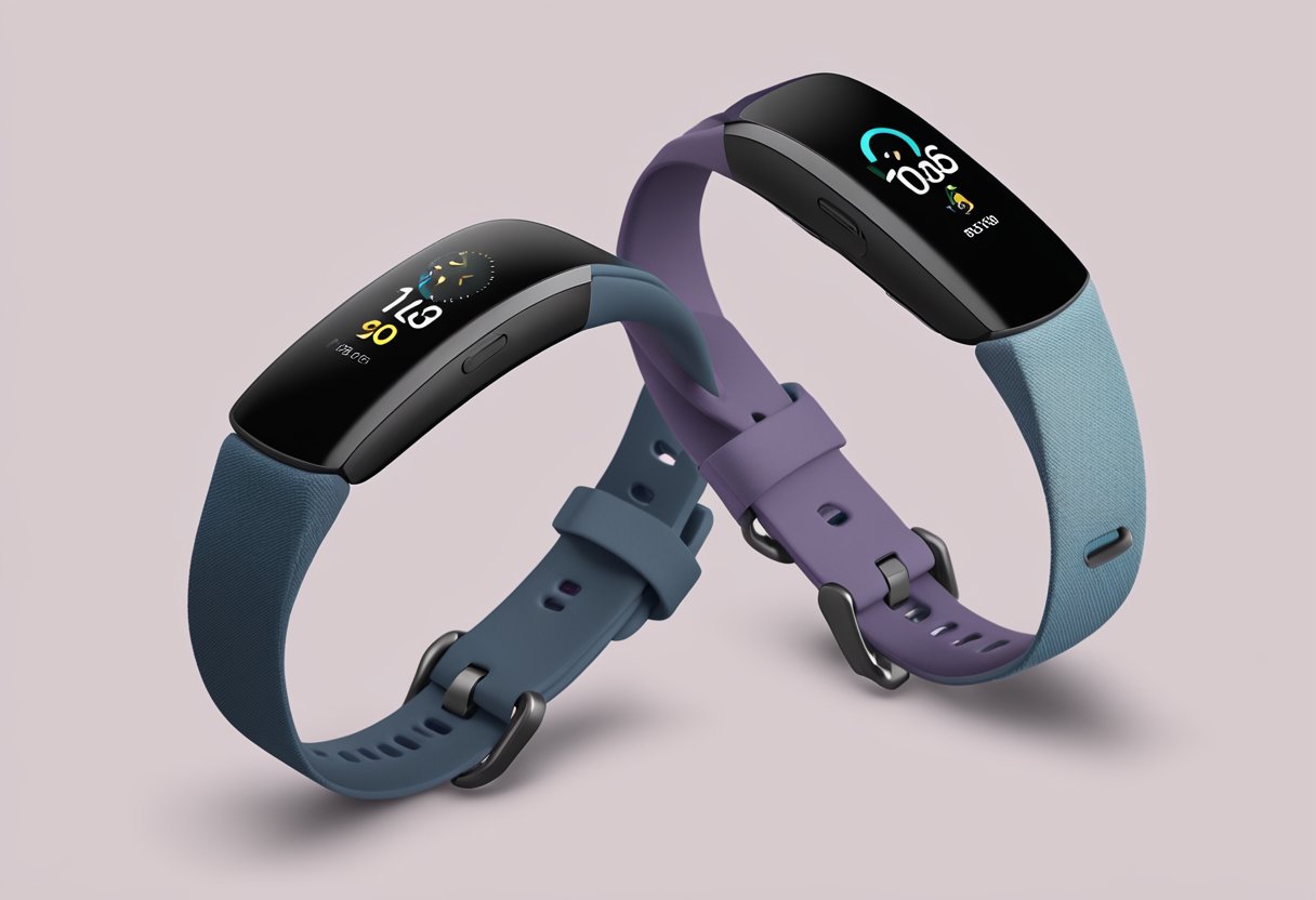 A Fitbit Inspire 3 band is shown wrapped around a wrist, with the device's screen facing outward and the band securely fastened