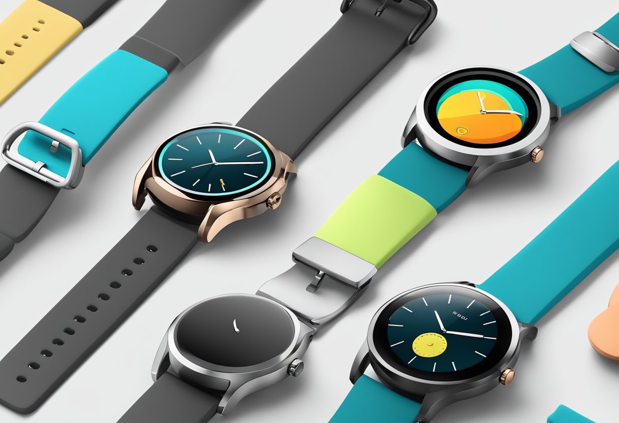 A sleek, modern smartwatch with a round face and a stainless steel or titanium casing. The watch features a vibrant, high-resolution display and interchangeable straps