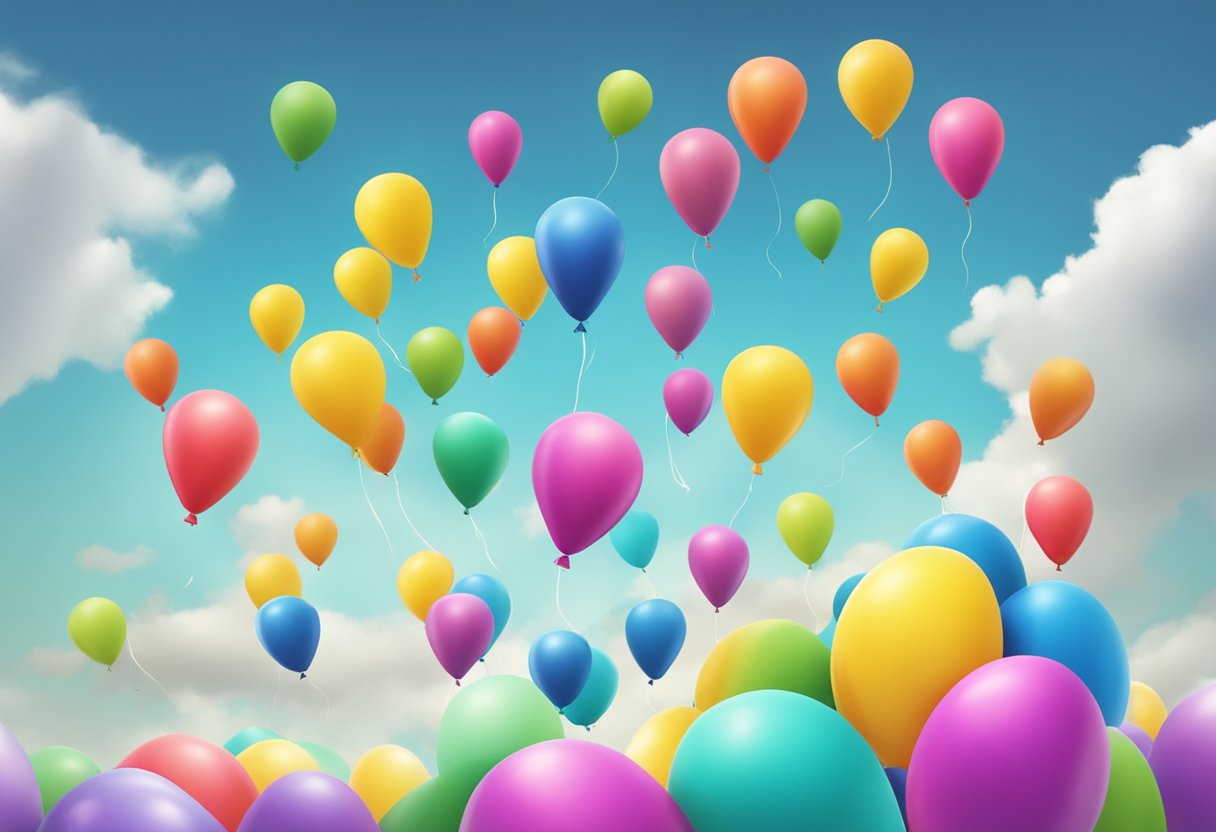 A group of colorful balloons floating in the sky, with one balloon popping and deflating, symbolizing the betrayal of fake friends