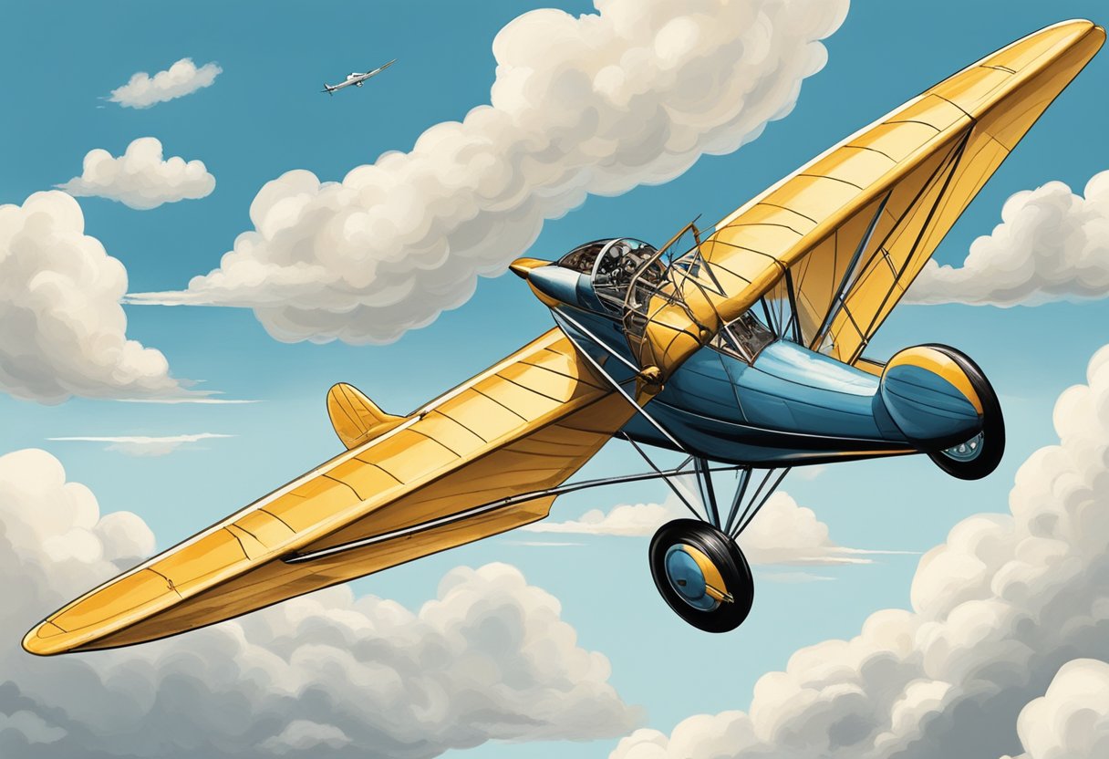 A vintage airplane soaring through the clouds, with a quote by Markle about the freedom and exhilaration of aviation