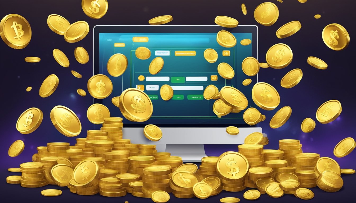 A secure payment gateway with flowing gold coins, recommended for online casino