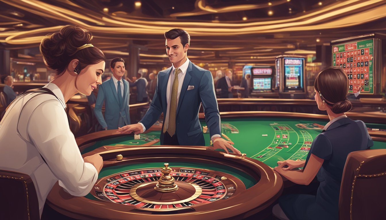 A customer service representative assists a player with a casino experience, providing support and guidance