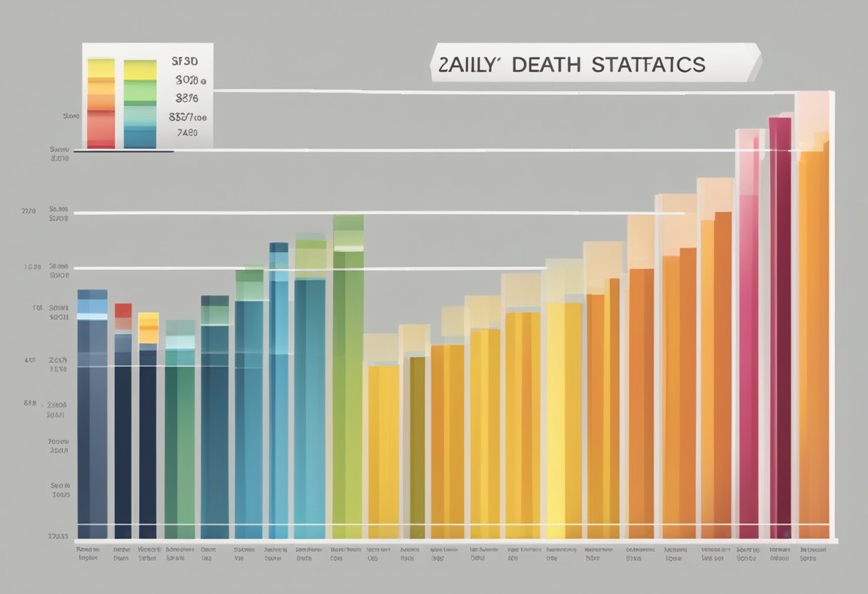 A bar graph showing the daily death statistics of Generation X, with clear labels and distinct colors for each category