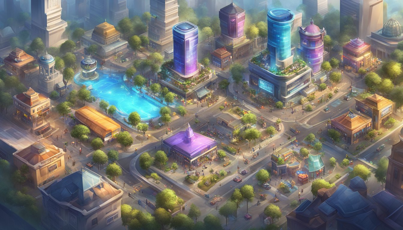 A vibrant online entertainment city with a bustling community of players and support