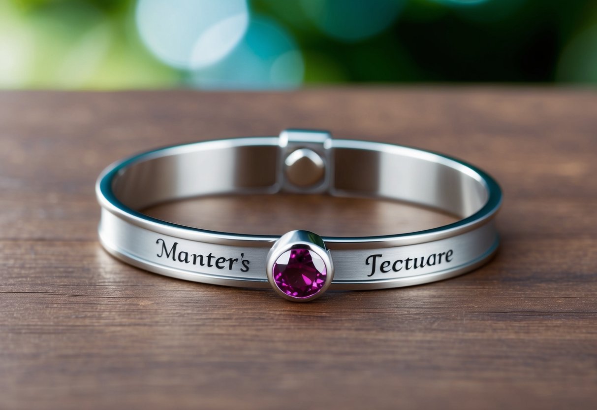 A personalized birthstone bracelet made of durable materials, such as sterling silver or stainless steel, with a sparkling gemstone representing the wearer's birth month