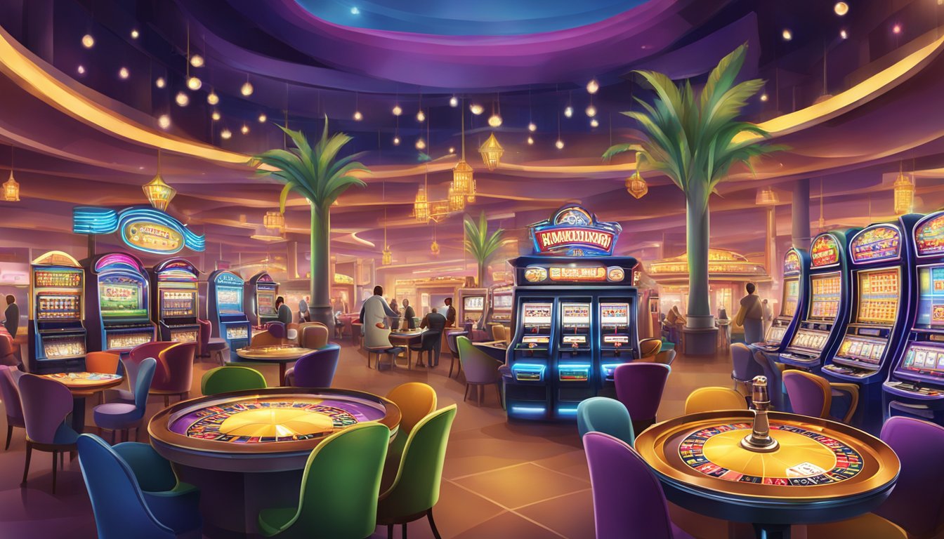 The entertainment city's extra features: bright lights, colorful slot machines, lively card tables, and a bustling atmosphere