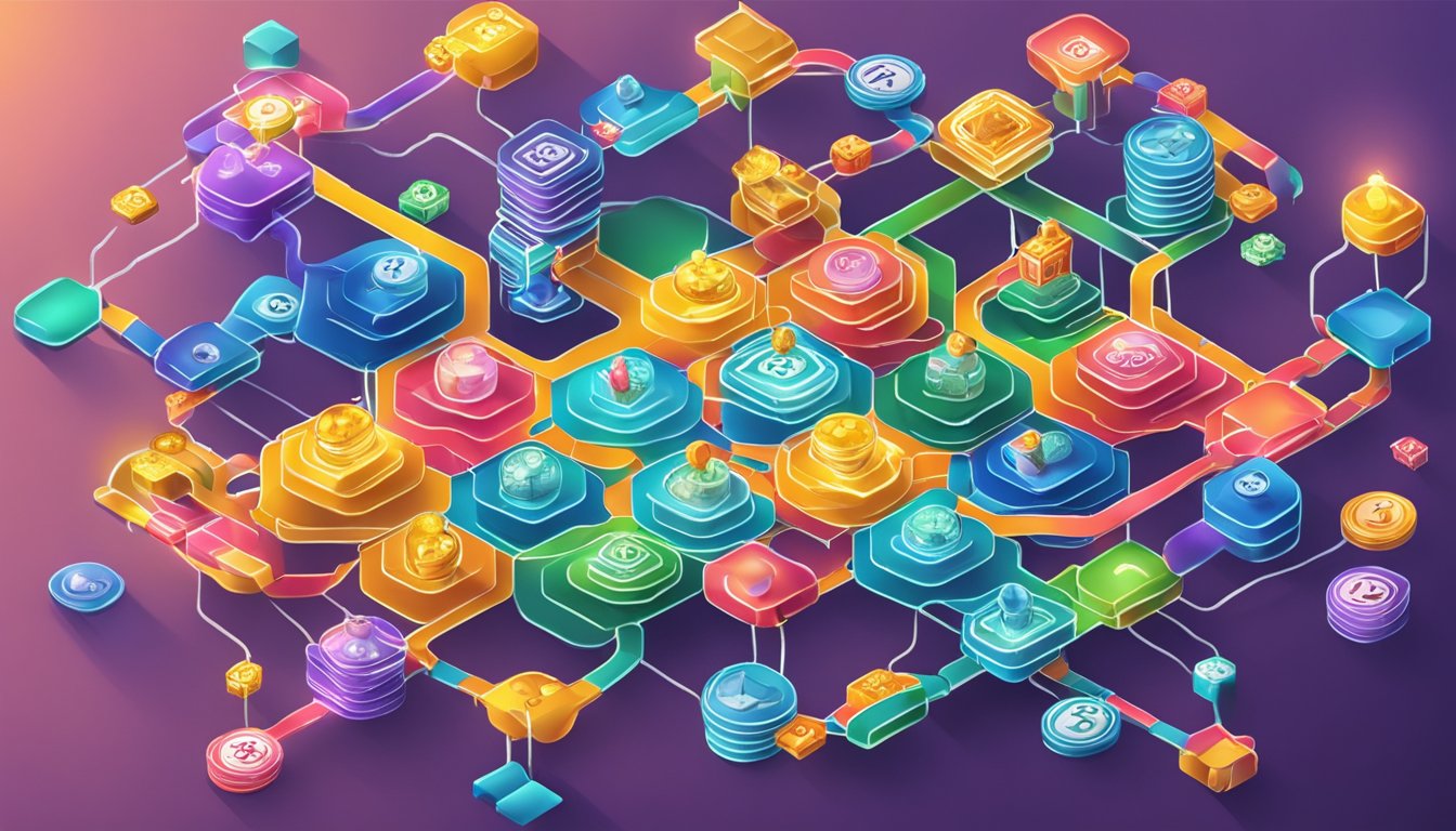 A web of interconnected links surrounds a vibrant casino, influencing its SEO