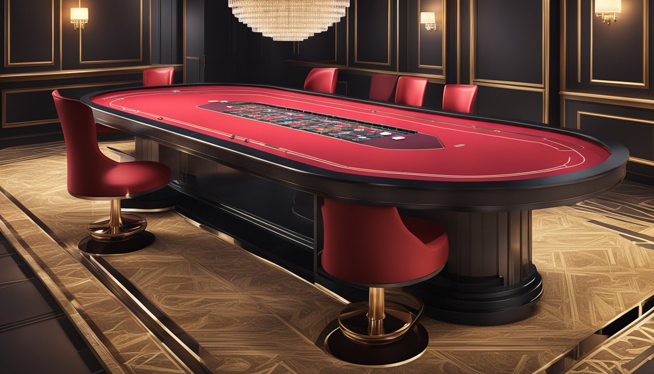 A sleek and modern online baccarat table with digital interface and elegant decor