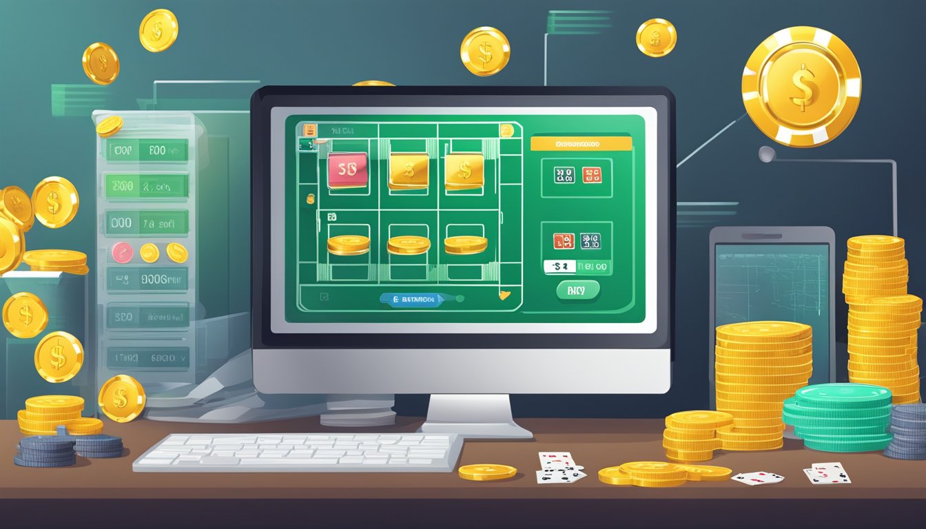 A computer screen displaying financial management and online gambling for making money