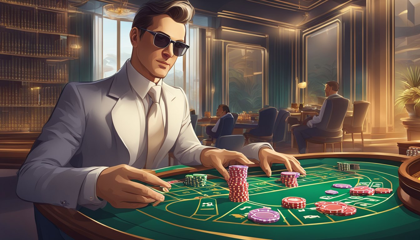 A baccarat player studies game patterns, calculates odds, and makes strategic bets