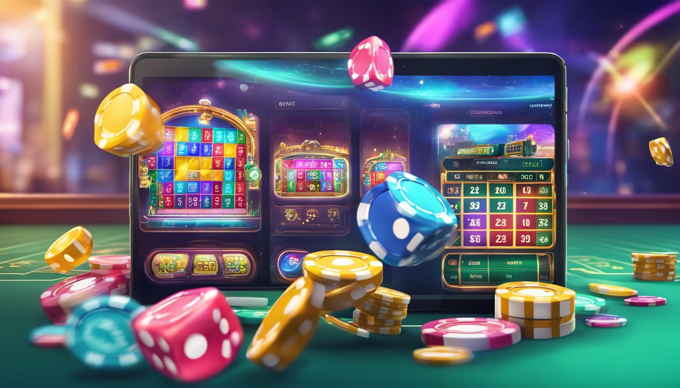 A vibrant online casino with interactive games and colorful graphics, attracting players for an immersive entertainment experience