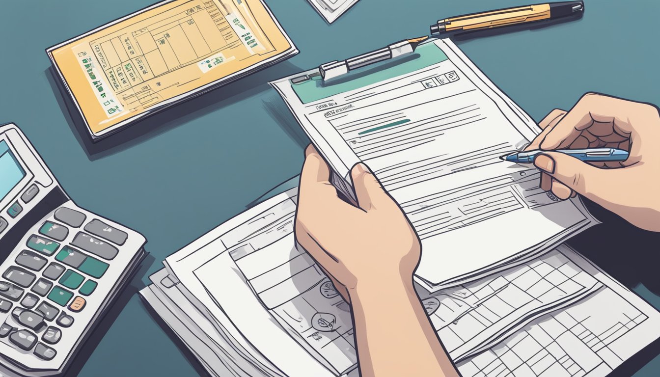 A hand holding a pen fills out paperwork to open and manage a betting account for the Hong Kong Mark Six lottery