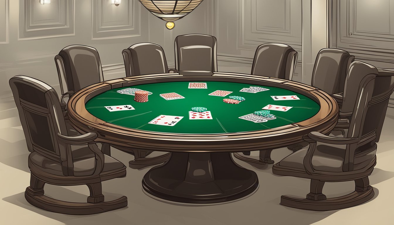 A poker table with chips and cards, showing strategic thinking and game spirit