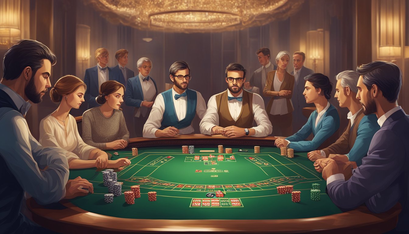 A group of beginners sits around a baccarat table, listening attentively as an experienced player explains the various terms and strategies of the game