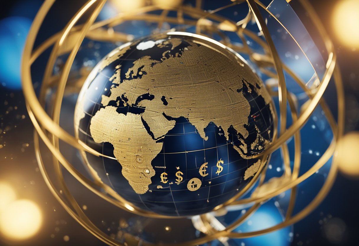 A globe surrounded by interconnected financial symbols, with the Euro symbol prominently displayed, representing the EU Capital Market Union's role in global asset management