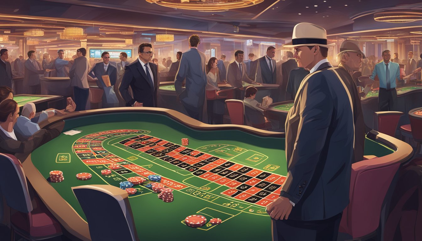 A casino agent overseeing risk management in a bustling entertainment complex