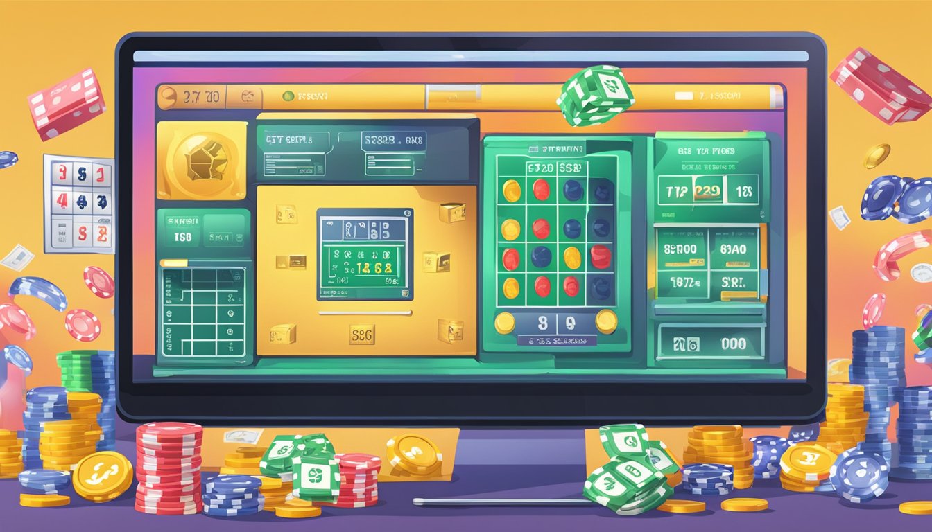 A computer screen with gambling software open, money being won online