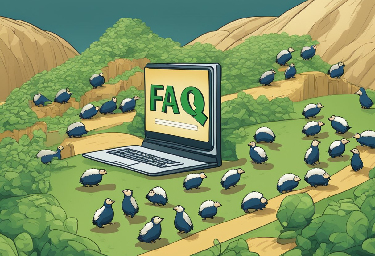 Lemmings marching across a computer screen with a FAQ section displayed