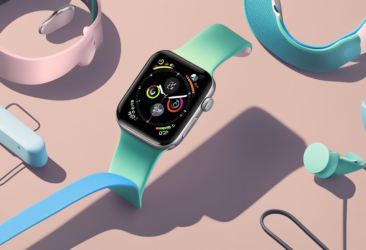 An Apple Watch 10 displaying health and fitness capabilities with heart rate, activity rings, and workout tracking