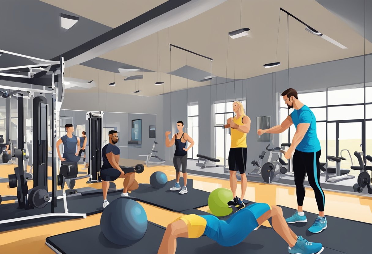 En personlig træner, der leder en fitnesssession i et fitnesscenter i Ikast