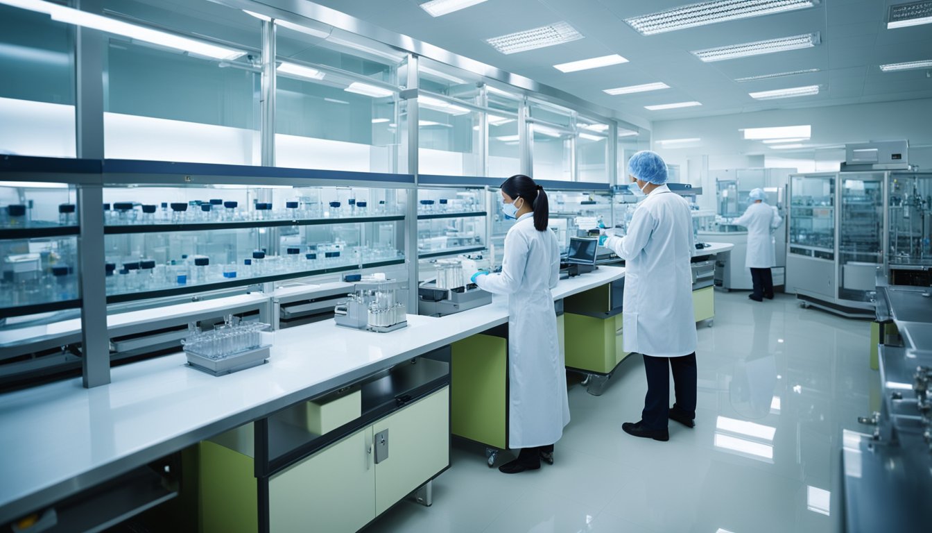 A modern laboratory with advanced equipment and scientists working on xylooligosaccharide production at Quantum Hi-Tech (Guangdong) Biological Co., Ltd