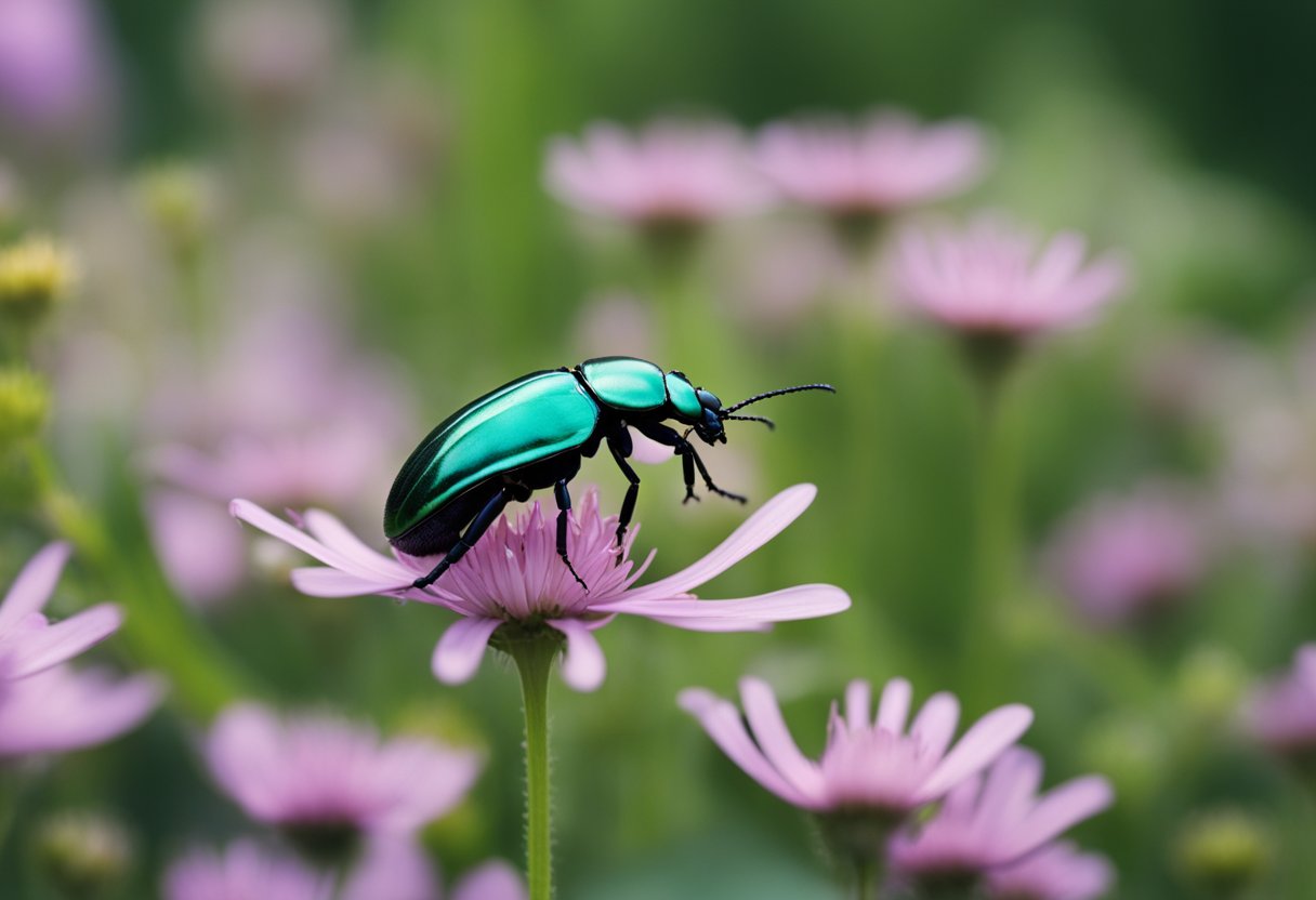 Et mangfoldig økosystem med ulike arter av biller som samhandler i sitt naturlige habitat