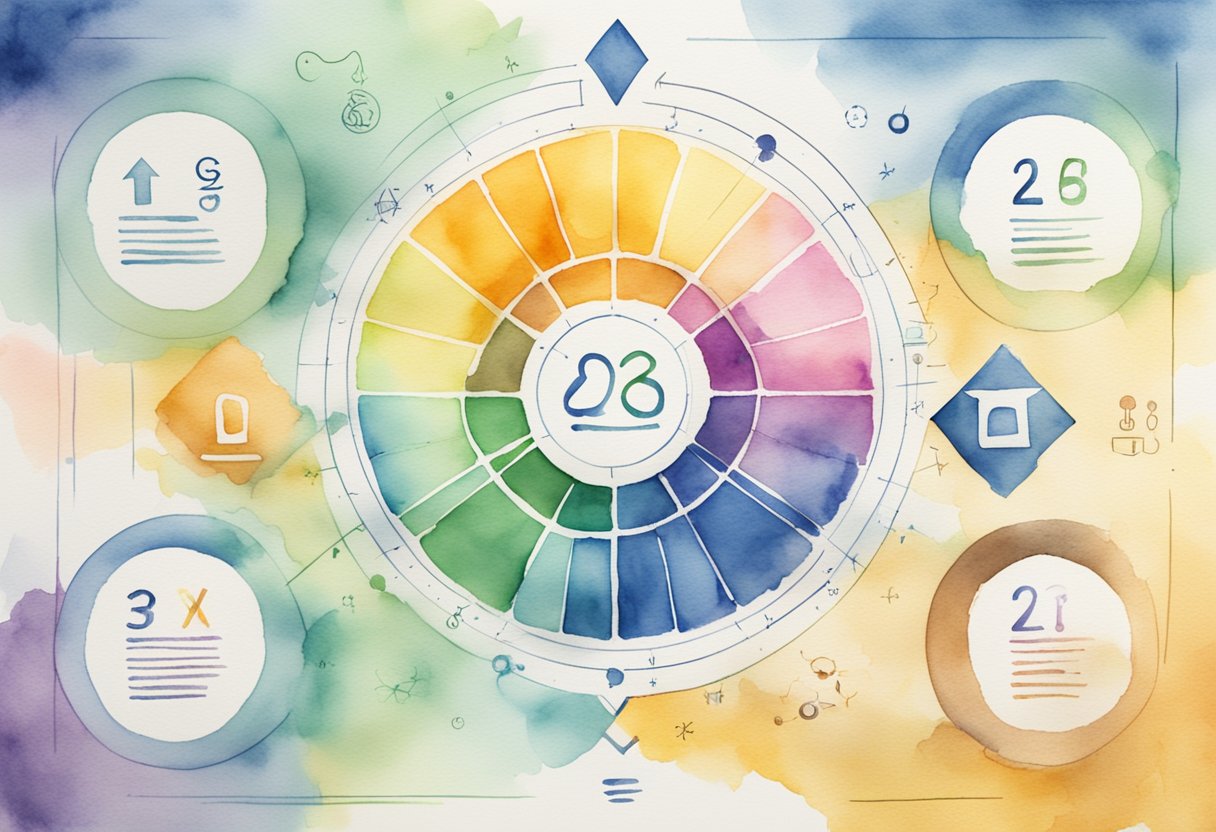 A chart showing growth and impact indicators, surrounded by symbols of innovation and creativity