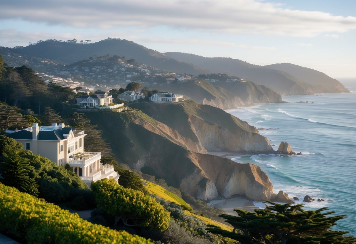 Lush coastal cliffs overlook opulent homes in Carmel Highlands, Monterey