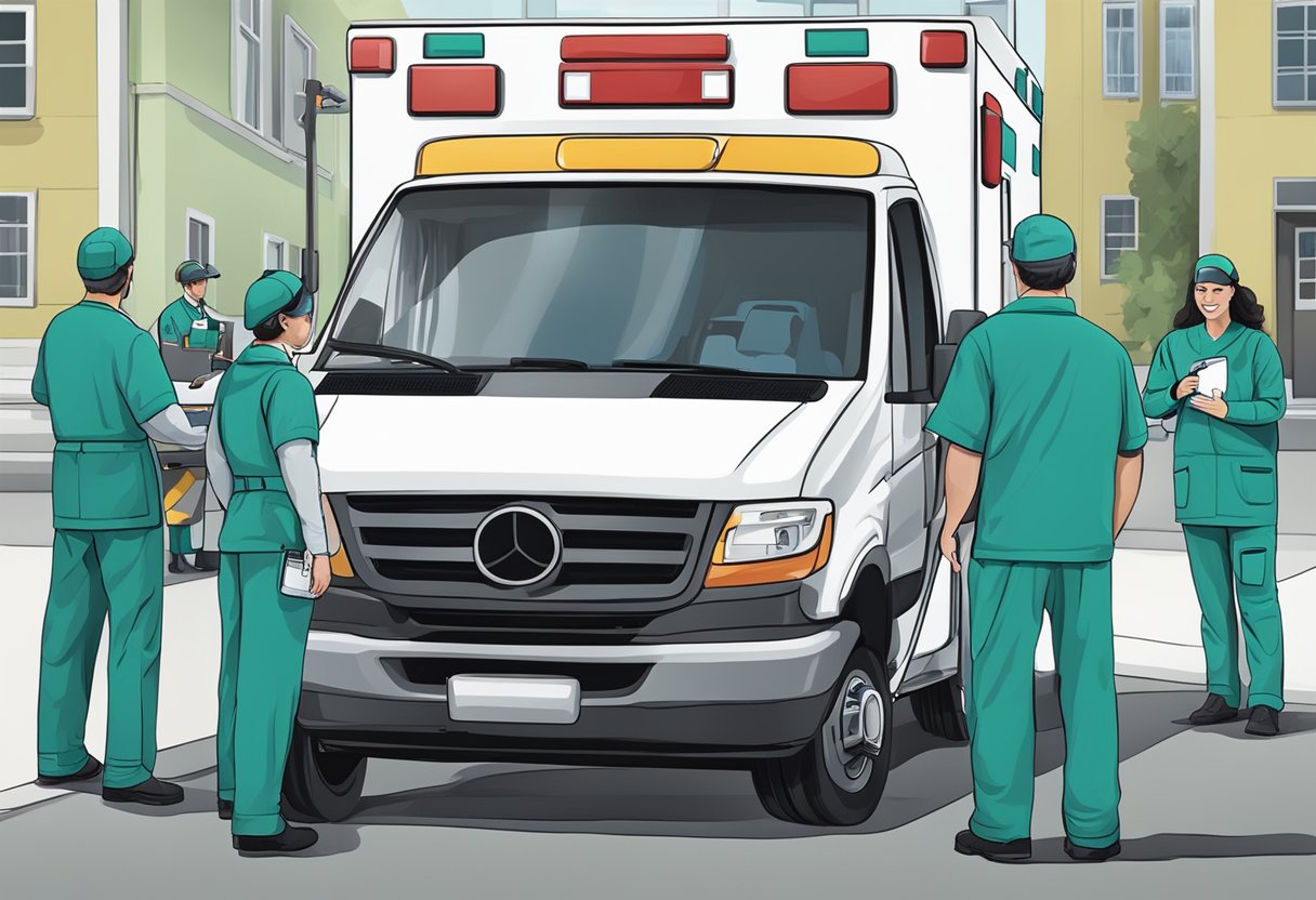 Ambulância Valor: Fatores Que Influenciam o Custo 3 Uma equipe médica e profissionais trabalhando ao redor de uma ambulância