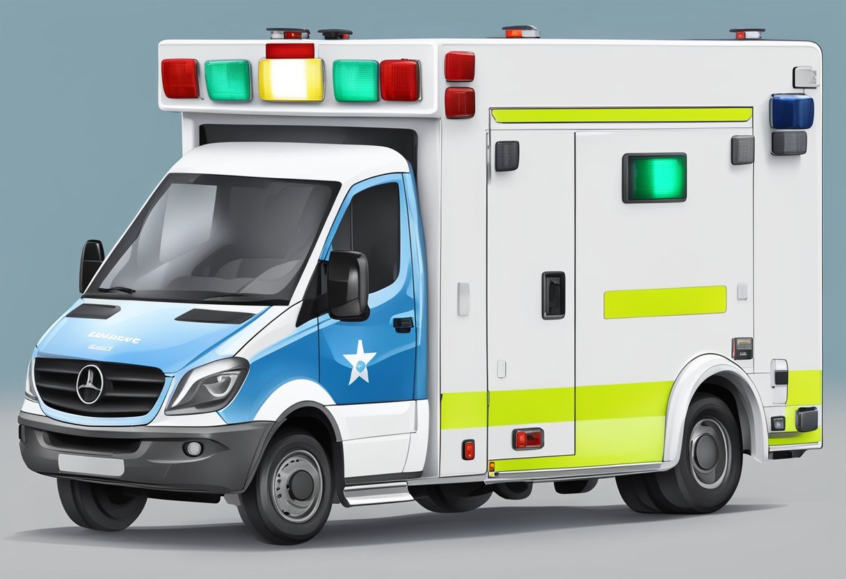 Ambulância Neonatal: Transporte Seguro para Recém-Nascidos Críticos 9 Uma ambulância neonatal com indicadores de qualidade e segurança, equipada com suprimentos médicos e um caminho claro para o transporte de emergência