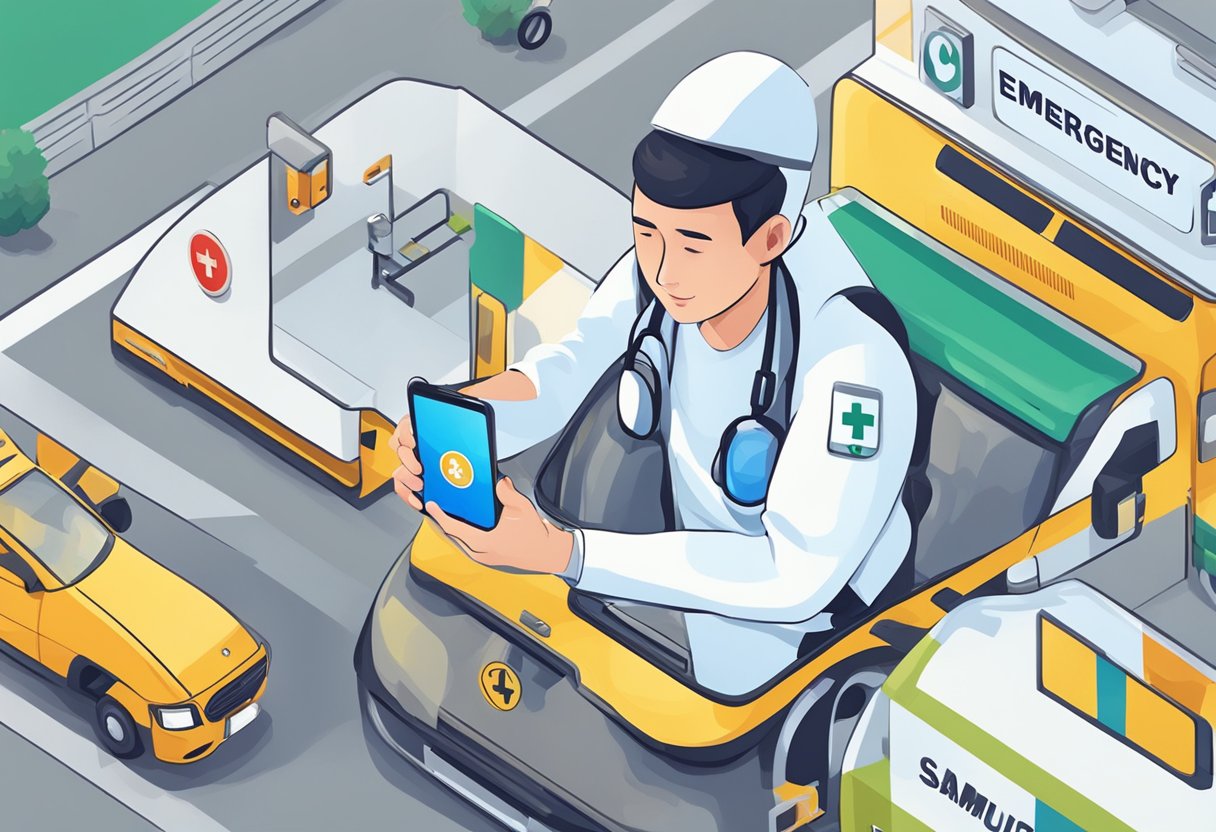 Uma pessoa usando um smartphone para procurar o número de emergência do SAMU no Google.